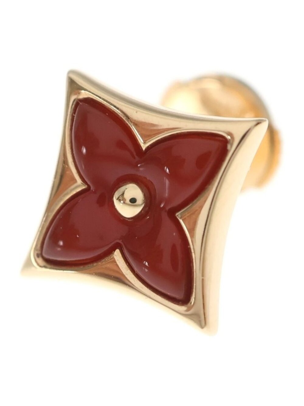 Louis Vuitton Color Blossom Star BB 18k Gold Pink Carnelian Earrings